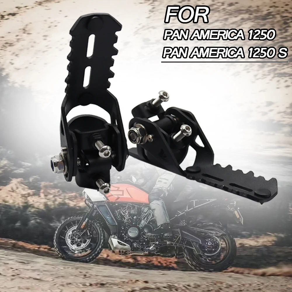 NEW Motorcycle Highway Front Foot Pegs Folding Footrests Clamps For Harley PAN AMERICA 1250 PAN AMERICA 1250S 2020 2021