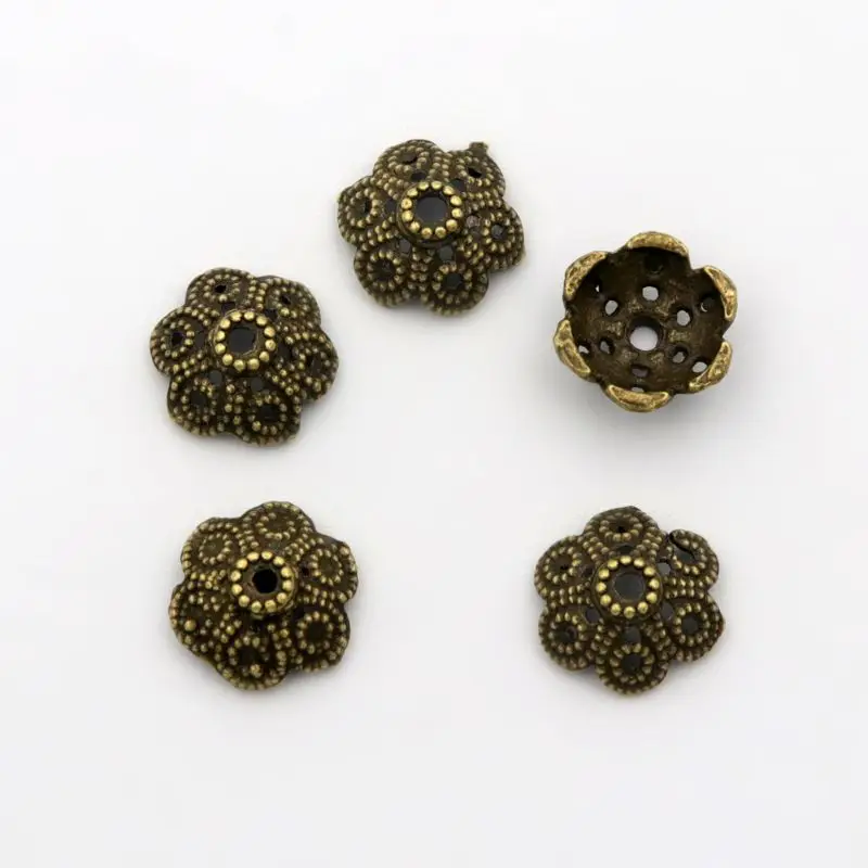 Antique Bronze 50 шт. микс тибетских серебряных золотых металлических головок, аксессуары для изготовления ювелирных изделий, браслетов, сережек, оптовых продаж - Цвет: Antique Bronze