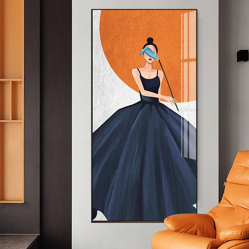 

Abstract Modern Fashion Orange Figure Beauty Wall Art Canvas Paintings Posters Pictures Prints For Office Living Room Home Decor