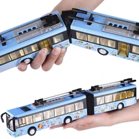 double tram bus model150 alloy pull back double section bushigh quality sound and light music childrens toys