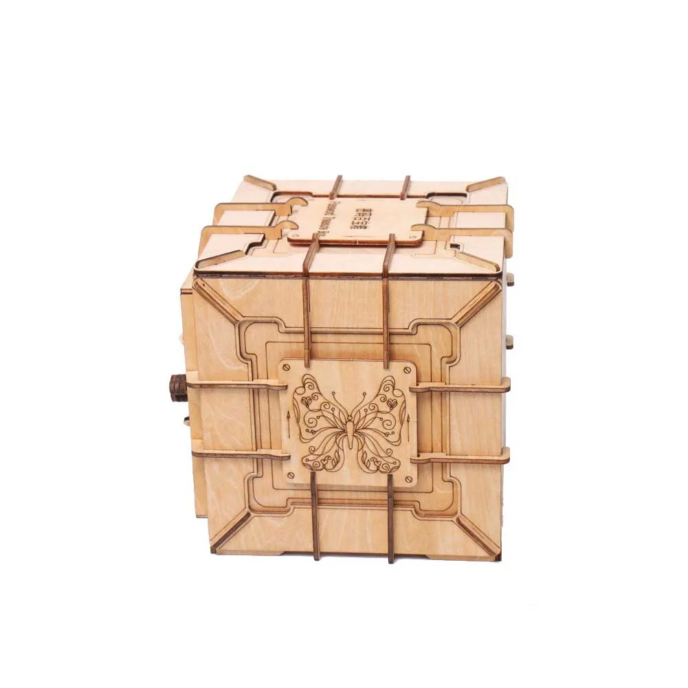

Mechanical Transmission Adults Wooden Password Earring Girl Jewelry DIY Assembled Ring Model Storage Gifts Toy Treasure Box 3D