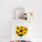 Холщовая сумка-шоппер для женщин с цветочным принтом, Женская дорожная Холщовая Сумка-тоут, эко-сумка на плечо, большая женская сумка для покупок, для продуктов