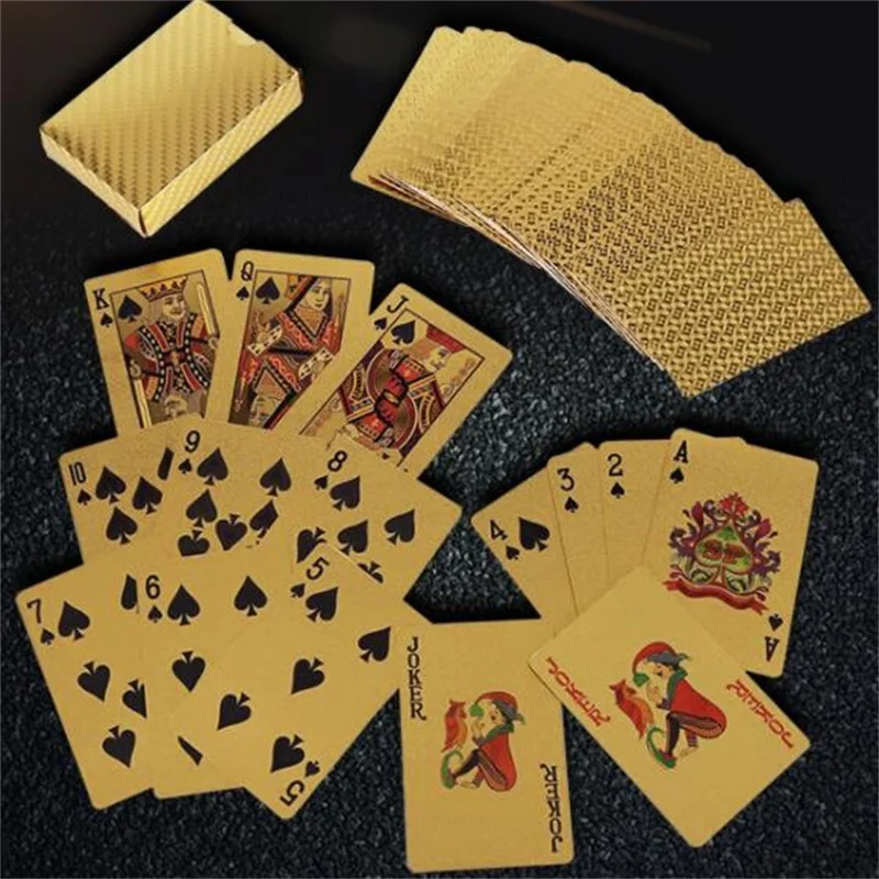 Высокое качество водонепроницаемые карты для покера золотой фольги ИГРАЛЬНЫЕ