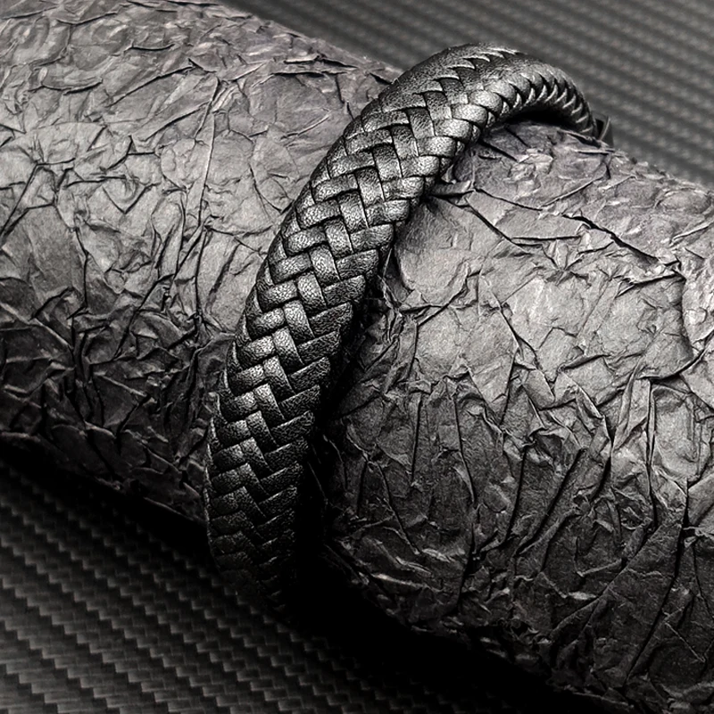 Мужские браслеты в стиле панк черные/коричневые с 16 прядями плетеные кожаные из