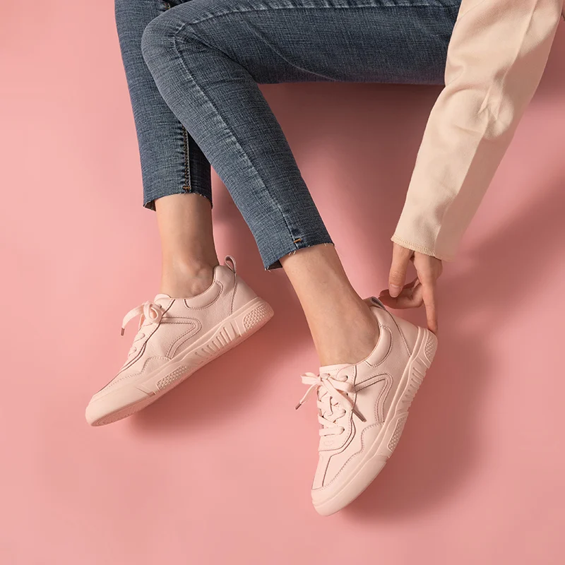BeauToday/классические белые кроссовки Женская повседневная обувь из натуральной