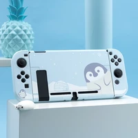 nintend switch protective shell penguin cartoon blue hard cover joy con controller back grip case for nintendo switch accessorie