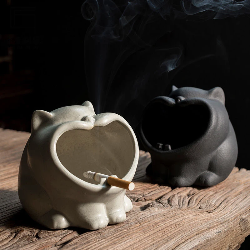 

Cartoon Cat Car Ashtray Portable Ceramic Ash Tray Large capacity Anti-Ash Ashtray For Home Hotel Office Desktop Decoration