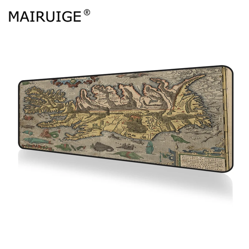 Игровой коврик для мыши с изображением старой карты мира исландский миф большой