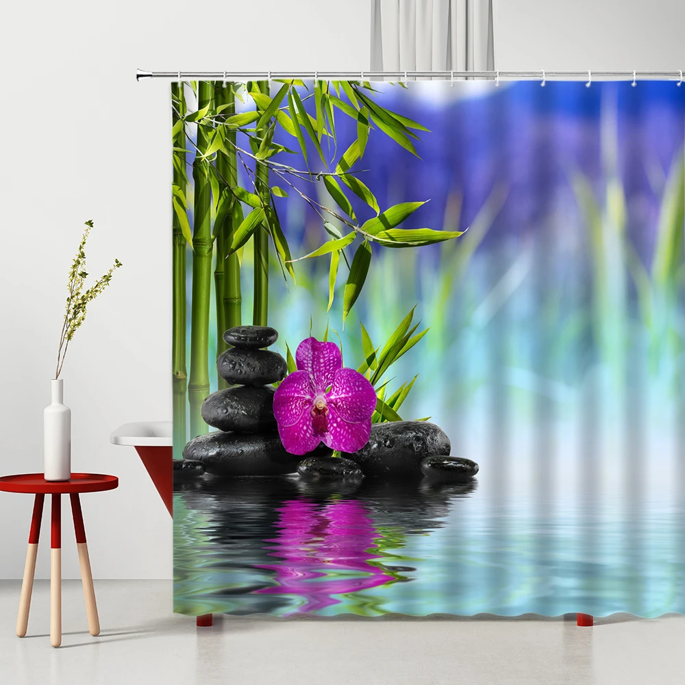 Из мультфильма Холодное сердце каменная Ванна Шторы 3D Зеленый бамбук и цветок