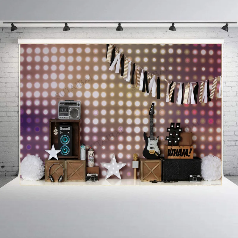 

Photographic Backdrop Gold Silver White Balloon Gift Birthday Party Decor Photo Backdrop Baby Photography Background For Studio