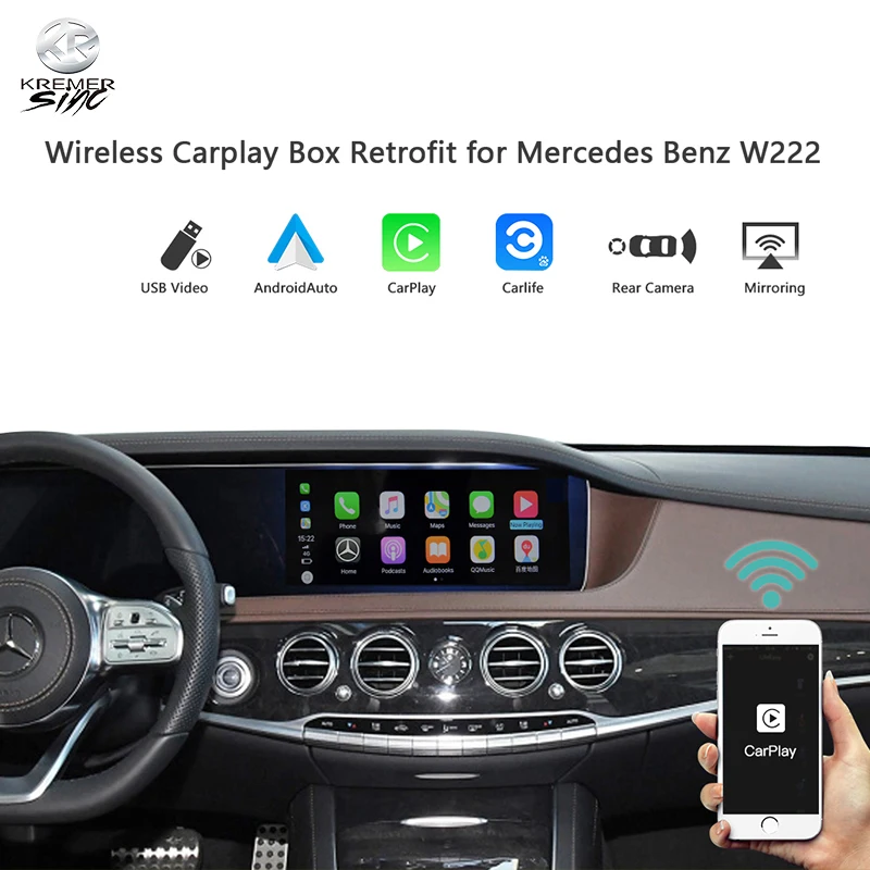 Беспроводной Carplay Android Авто модернизация iSmart Box для Mercedes Benz S класс W222 NTG5.0 Airplay