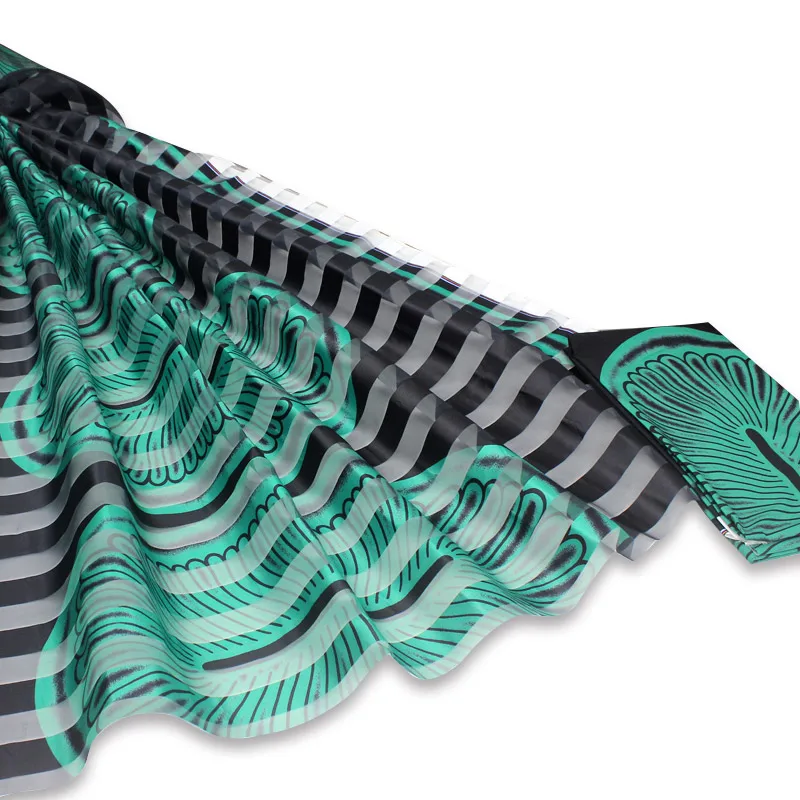 

silk wax hot selling african wax print design organza silk wax fabrics for women dress 4+2yards S191107