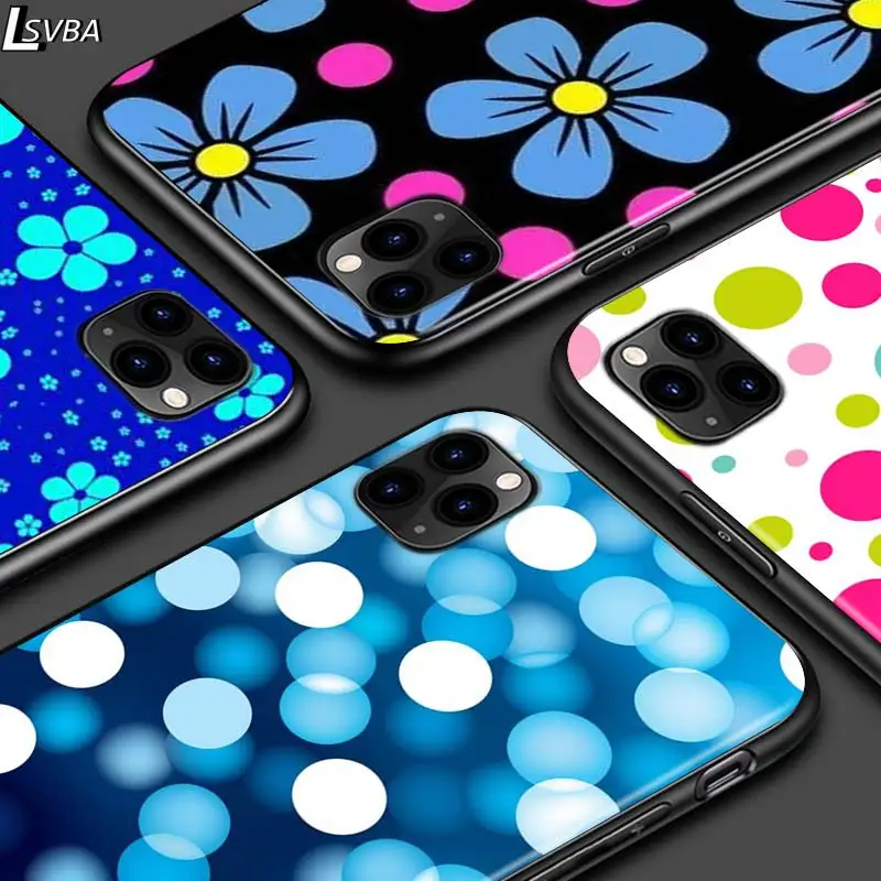 Colorful Polka Dots For iPhone 12 Pro Max Mini 11 Pro XS Max X XR 6S 6 7 8 Plus 5S  Bright Black Phone Case
