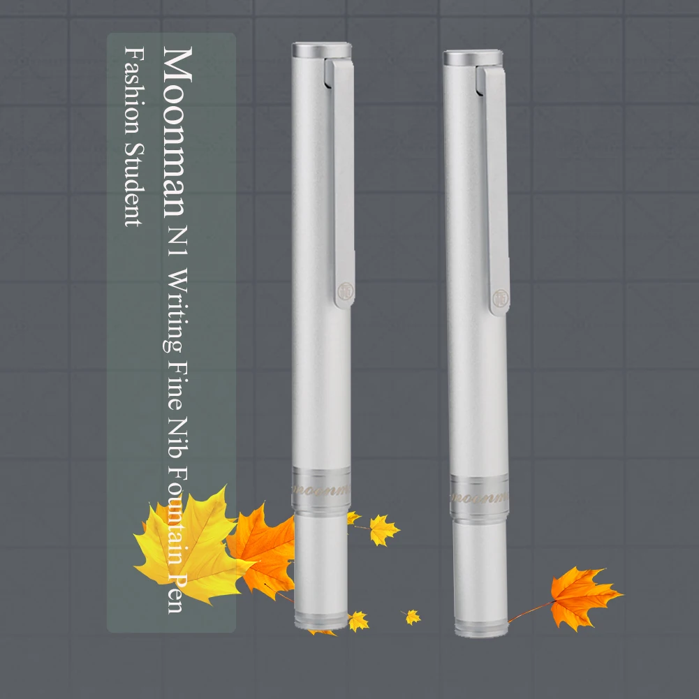 

Moonman N1 Pocket Writing Aluminum Alloy Signature Silver Gifts Short Mini Fashion Travel Fine Nib Fountain Pen Student Business