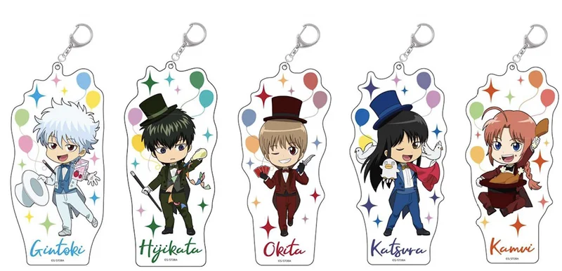 

Anime GINTAMA Sakata Gintoki Shimura Shinpachi Kagura Bags Pendant Keychain Acrylic Keyring Q Version Cute Cartoon Xmas Gifts