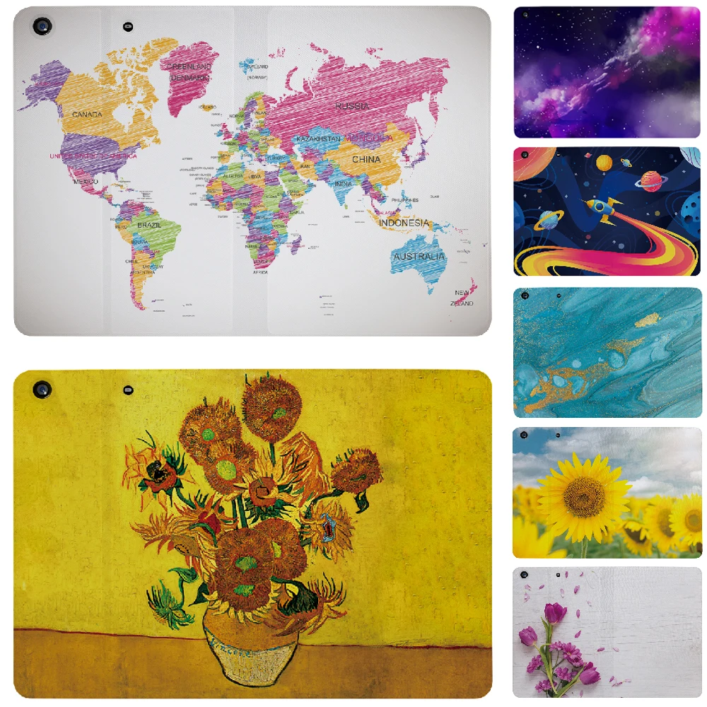 

Cover for iPad Mini 1 2 3 4 Case World Map Marble Printed Shell Customized Protective Cover Sleeve Smart Gogh Oil Paint Barin