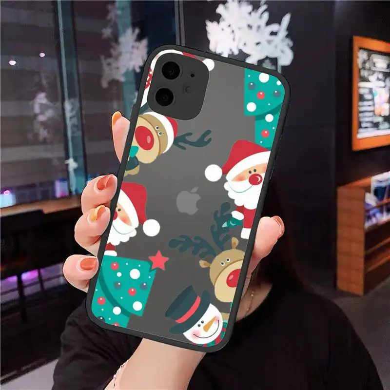 

Merry Christmas Phone Cases matte transparent For iphone 7 8 11 12 plus mini x xs xr pro max cover