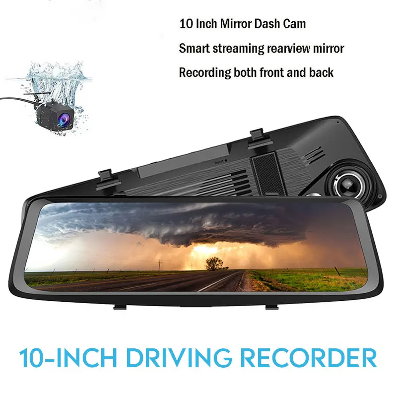 Автомобильный видеорегистратор с сенсорным экраном 10 дюймов двойной объектив Full