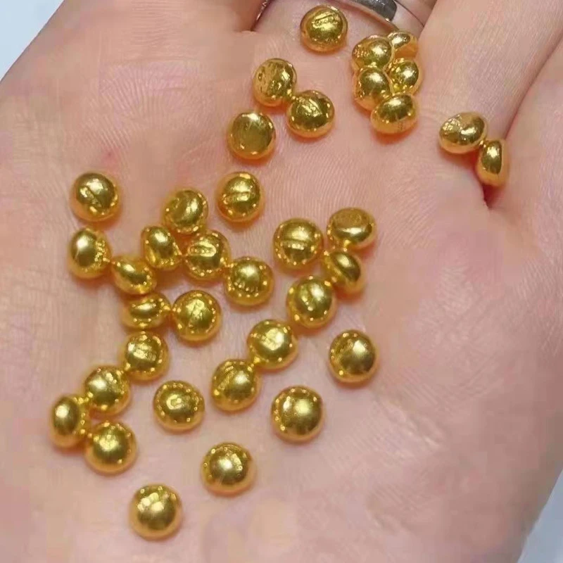 

New Arrival 24K Yellow Gold Beads 999 Gold Solid Beads Gold Bean