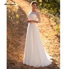 Женское свадебное платье в стиле бохо, кружевное пляжное платье с а-силуэтом, без рукавов, весна-лето 2021