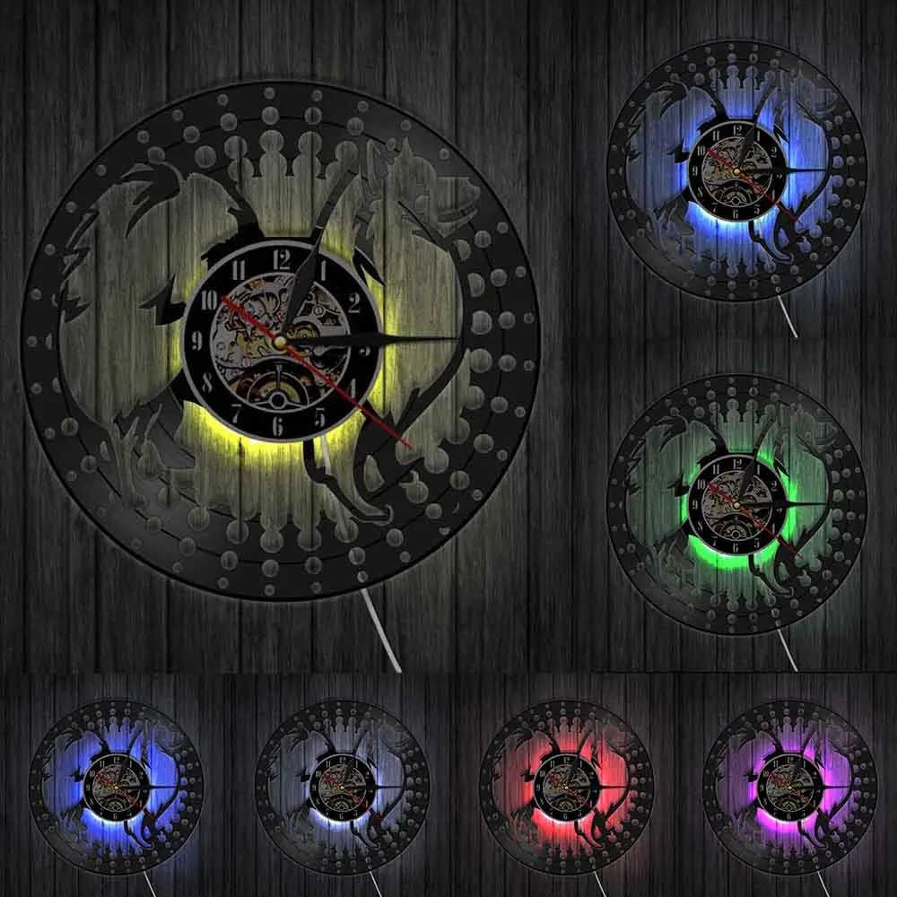 Японские Настенные часы с силуэтом шпица собака щенок животное виниловая