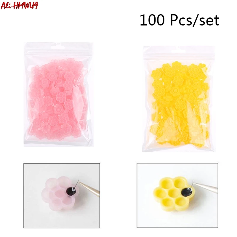 

100Pc 7 in1 Flower Beauty Eyelash Extension Glue Cups Epoxy Cup Delay Cup Grafting Eyelash Tool Tattoo Adhesive Pigment Cups