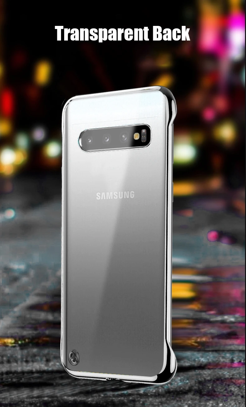 Чехол для samsung Galaxy S10 Note 10+ Plus A10 A30 A20 A70 A7 A50 покрытие прозрачное Безрамное жесткое покрытие из поликарбоната кольцо на палец