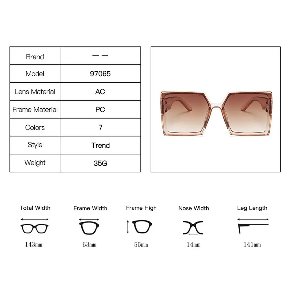 

WOENFEL Square Sunglasses Oversized Women Luxury Brand Sun Glasses Designer Vintage Retro Classic Big Frame Female Eyeglasses