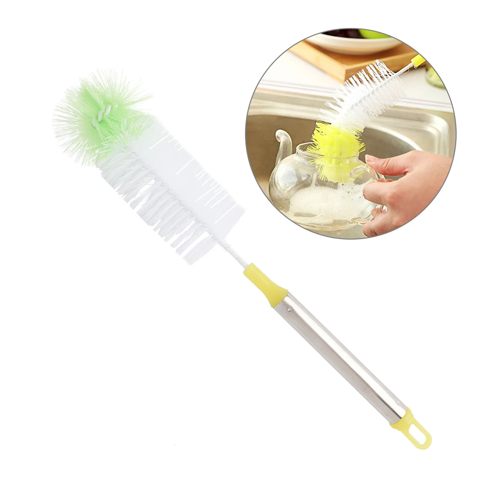 1 шт. Нержавеющая сталь ручка щетка круглая голова изгиб бытовой уборки посуда