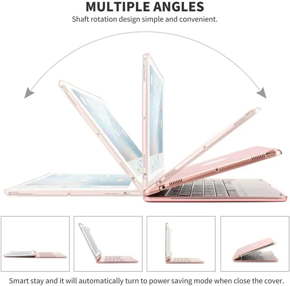 

iPad Air3 2019 keyboards Case,Locase 7 Color Backlit Wireless Bluetooth keyboards Cover with 360 Rotate Folio Slim