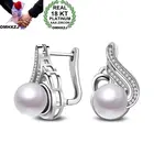 OMHXZJоптовая продажа; Модные женские вечерние серьги-кольца из органической кожи с белым перламутровым цирконием и крыльями для свадьбы; 18 карат; Цвет белый, золотой; YE396