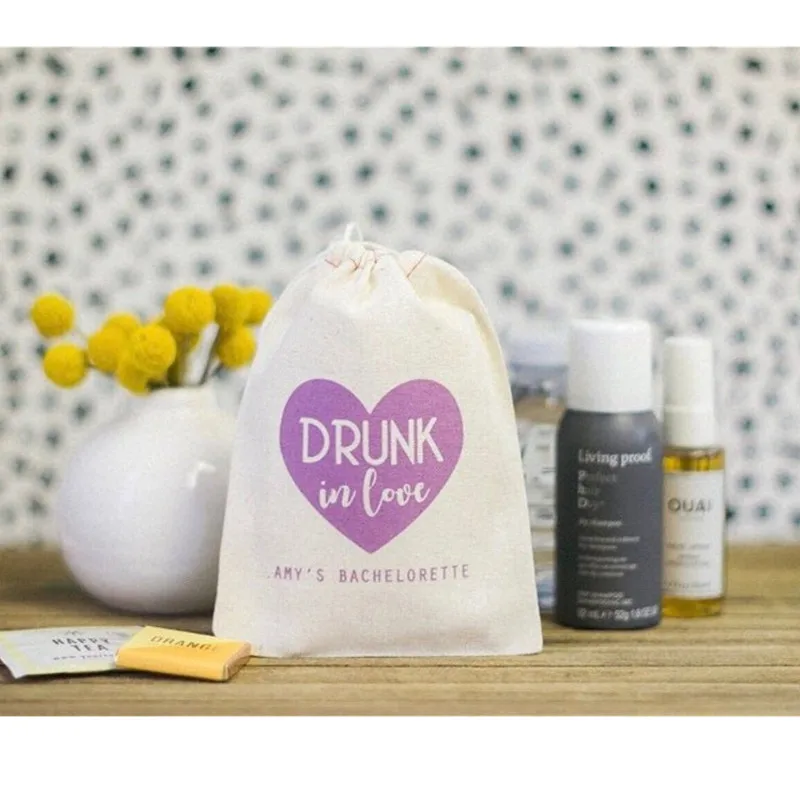 

Drunk In Love hangovers customize cotton recovery Kit bags Bachelorette decor bridal shower favor gift bag bridesmaid Remedy bag