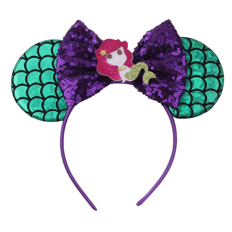 headband 12 3," Русалка Минни ободок с мышиными ушками Блестки для волос повязка для волос с бантом DIY Девушки аксессуары для волос для детей модный Косплей-повязка на волосы - Цвет: headband 12