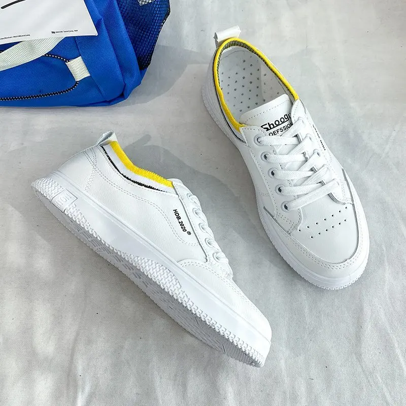 

Туфли женские на шнуровке, мягкая Вулканизированная подошва, кроссовки для скейтборда, белые, для студентов