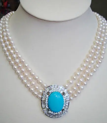 DYY очень хороший кварцевый камень 3 ряда белый жемчуг бирюза/зеленый нефрит