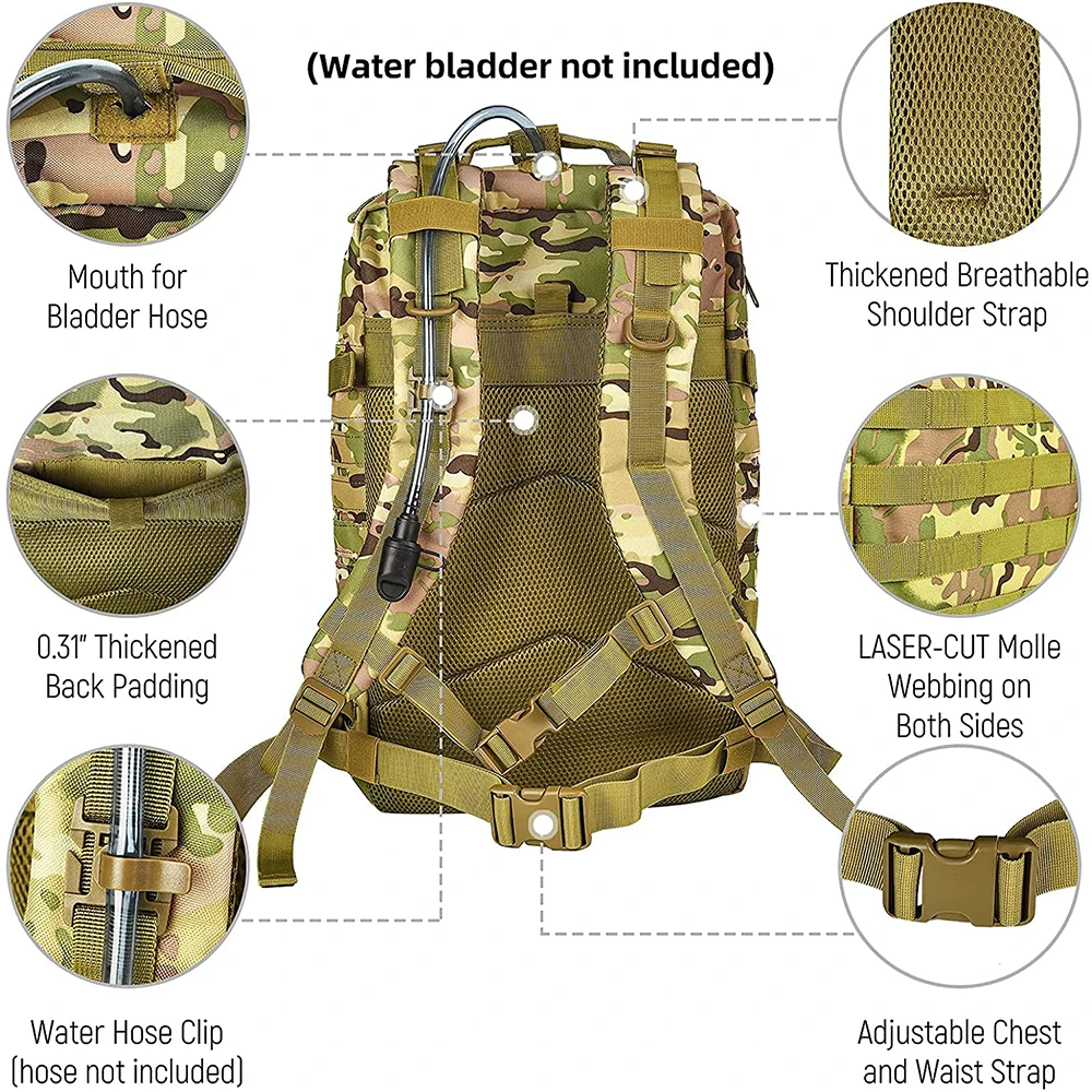 50L military tactical backpack hunting camping bag travel army assault suitable for and hiking | Спорт и развлечения