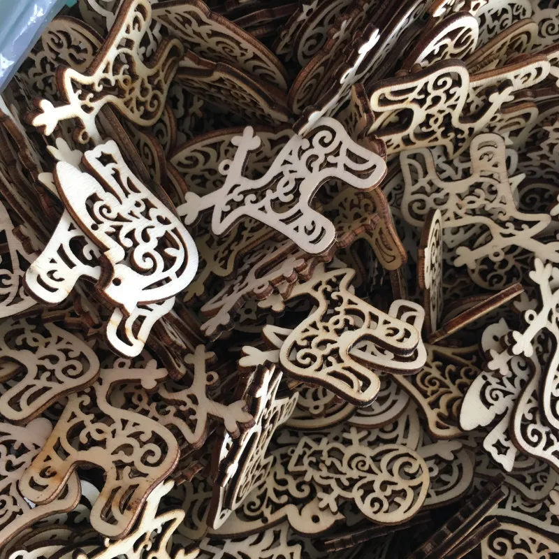 10 шт. деревянные новогодние подвесные украшения DIY ремесло Незавершенное предварительно просверленное дерево для детей дерево украшение рождественское ручное творчество поставки