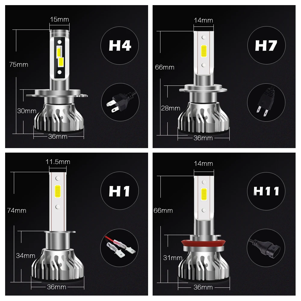 С ловцом снов 2 шт. фар автомобиля H7 светодиодный H4 H1 H11 H3 9005 9006 HB3 72W фары для 8000LM 6000K