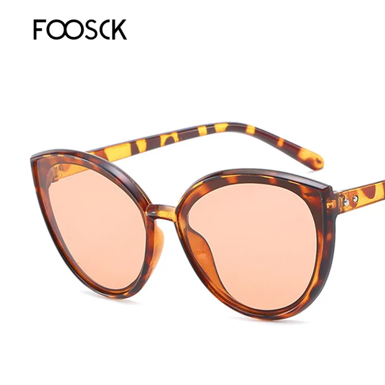 FOOSCK Роскошные брендовые дизайнерские солнцезащитные очки кошачий глаз винтажные Ретро женские солнцезащитные очки для женщин UV400 очки - Цвет линз: C4Leopard