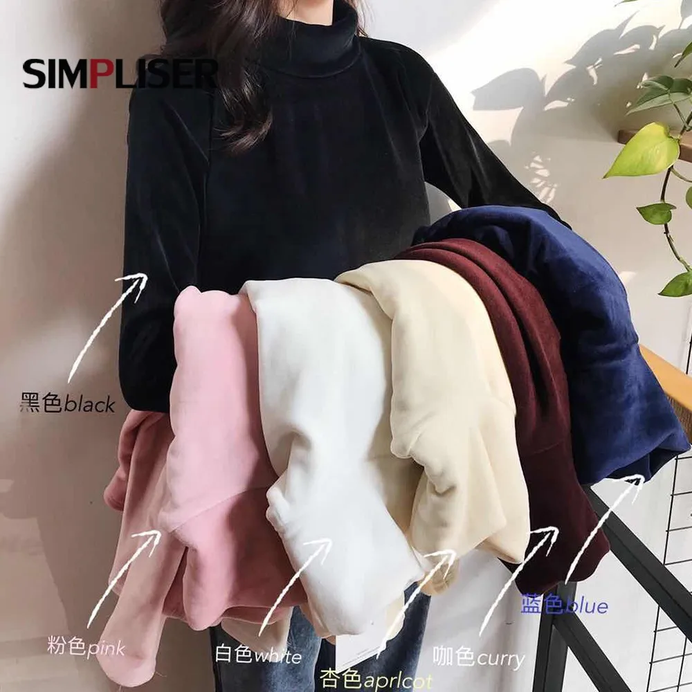 Женская водолазка джемпер Рубашки 2020 зимние женские утепленные футболки черные