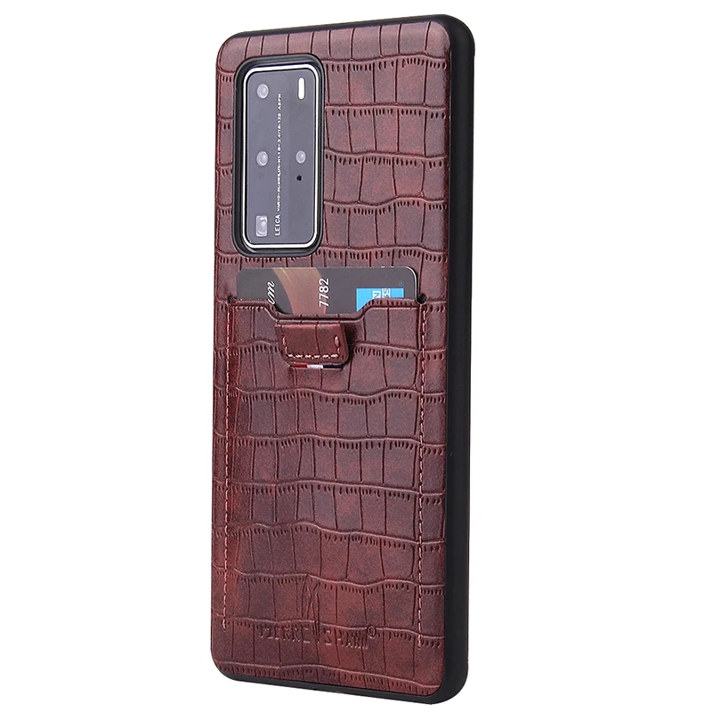 

Luxury Business Lens Protection Soft Shockproof Credit Card Pocket Phone Case For Huawei P40 Pro Cellphone Back Cover Fundas Bag