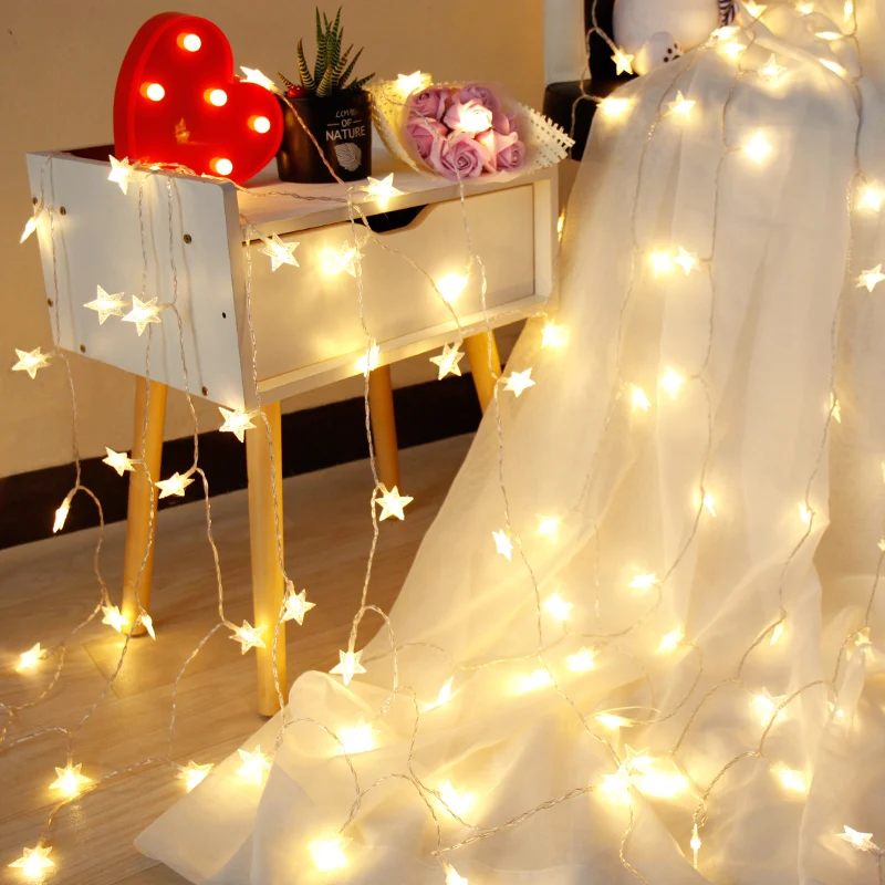 

QYJSD Star Light USB LED String 2020 Christmas Tree Decorations Kawaii New Year Gift Holiday Fairy Bedroom Lights Indoor Decor
