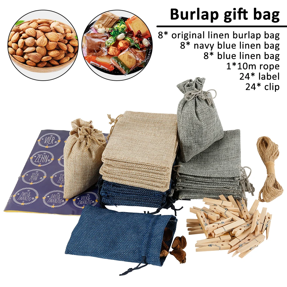 24 шт. деревянная зернистая сумка на завязках льняные сумки для хранения подарок