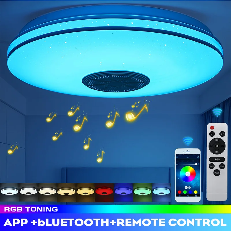 

Thicken Modern LED Ceiling Light Dimmable RGB APP bluetooth Music Lamp with Remote Control for Livingroom Bedroom
