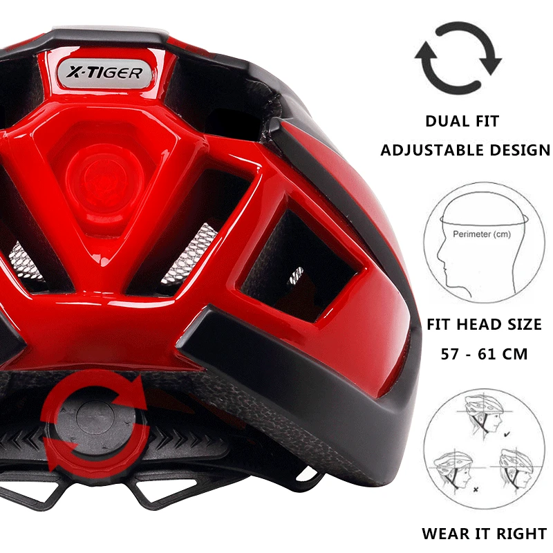 

Ultralight Cycling Helmet Integrated Mountain Road Bike Riding Helmet with Tail Light Safe Men and Women Riding Equipment