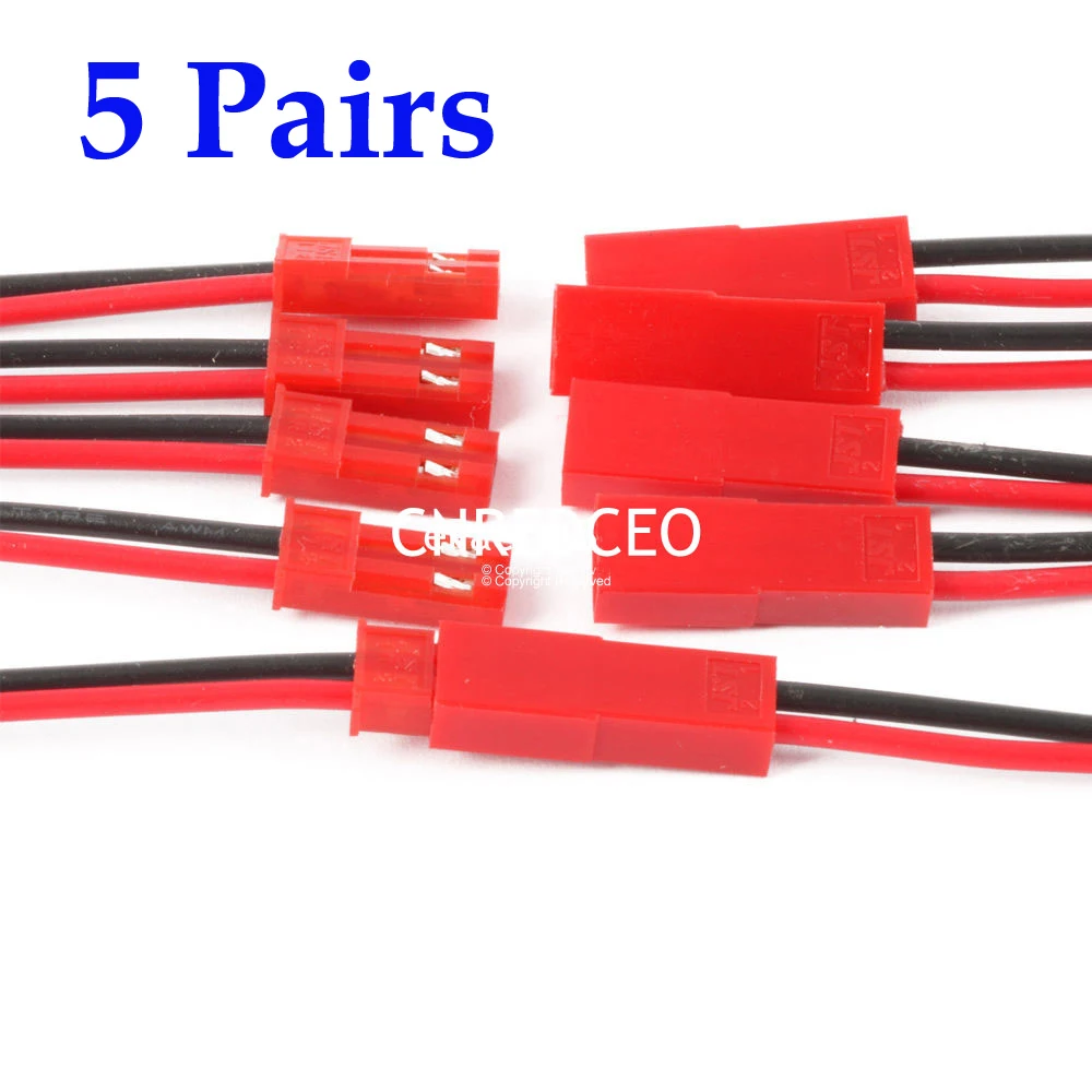 

10/20/50/100 Pairs 2Pin JST Male & Female Plug Connector Cable Wire For LED Light Strip Indoor 3D Plane Mini RC Helicopter