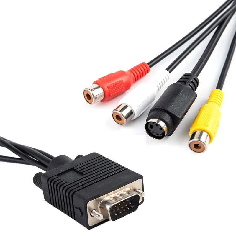 

3RCA Converter Cable New VGA to Video TV Out S-Video AV Adapter VGA TO VGA Cable