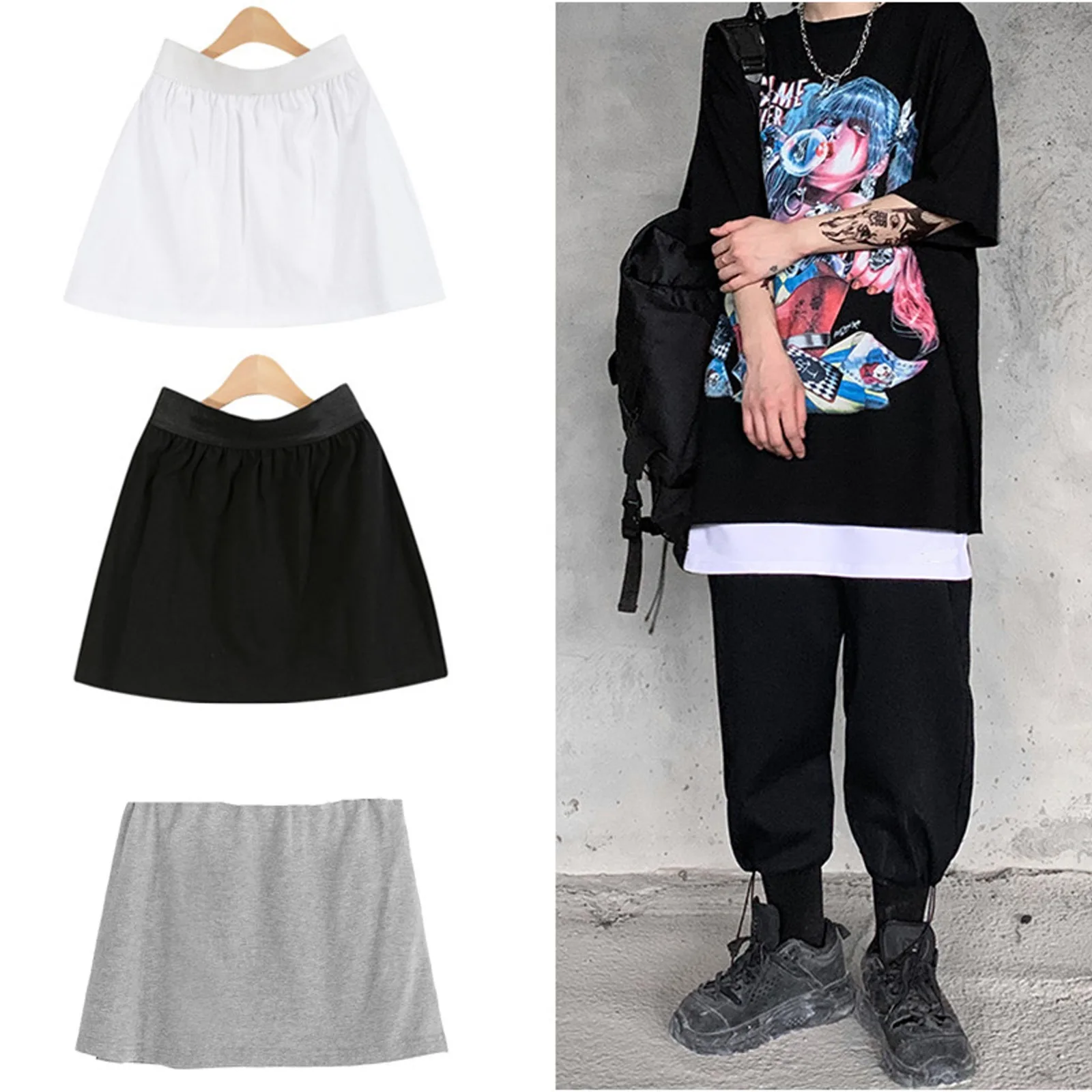 Высокая Талия юбки Регулируемый наслоения поддельные Топ Нижняя набор для