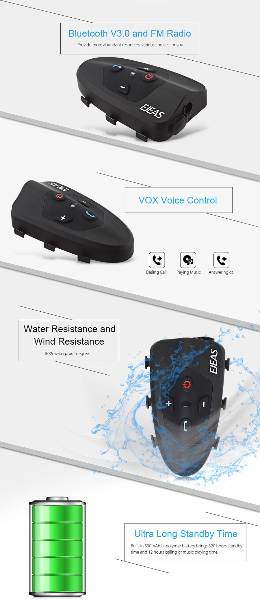 Ejeas Eagle 2 Rider велосипедный переговорный Bluetooth мотоциклетный шлем гарнитура 120 км полный дуплекс говорящий домофон