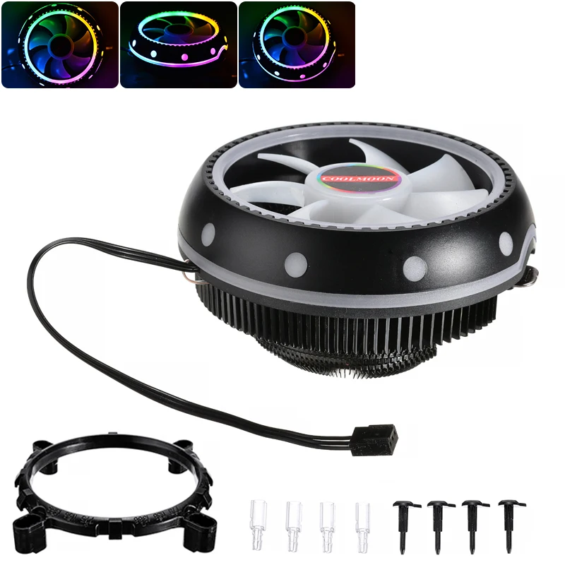 

Desktop PC Cooling System Radiator Color RGB Silent CPU Cooler Aluminum Fans Heat-pipes Freeze 12V DC 3pin/4pin Connector